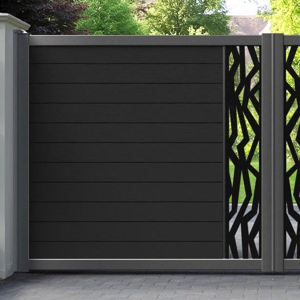 Fusion Zenith Straight Top Driveway Gate - Black - Middle Screen