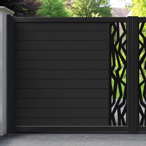 Fusion Zenith Straight Top Driveway Gate - Black - Middle Screen