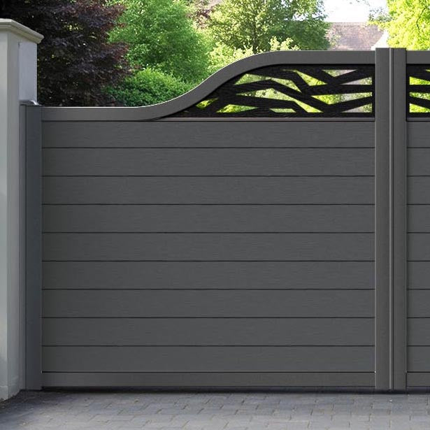 Fusion Zenith Curved Top Driveway Gate - Dark Grey - Top Screen