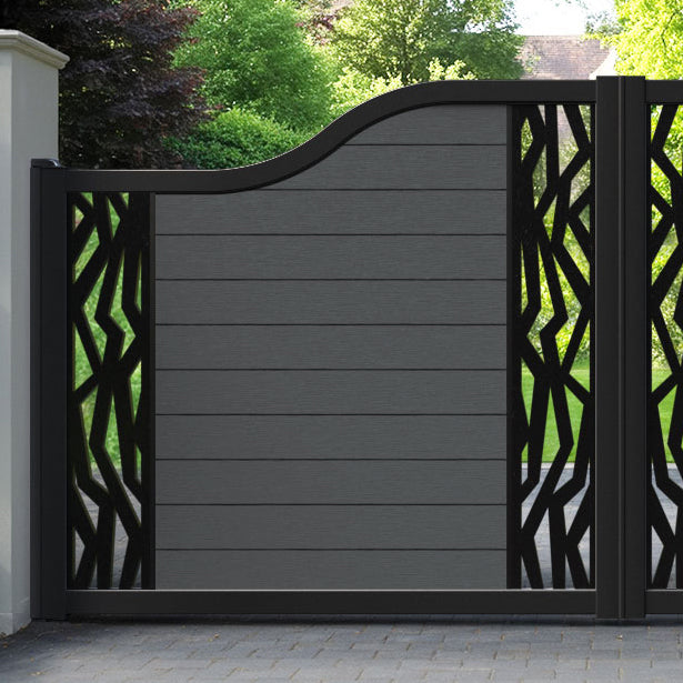 Fusion Zenith Curved Top Driveway Gate - Dark Grey - Middle & End Screen