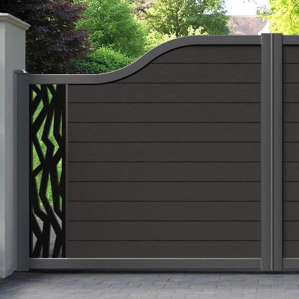 Fusion Zenith Curved Top Driveway Gate - Dark Oak - End Screen