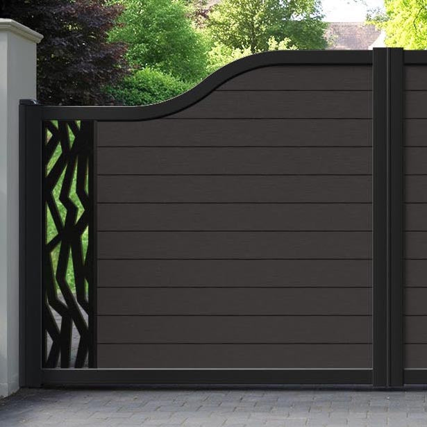 Fusion Zenith Curved Top Driveway Gate - Dark Oak - End Screen