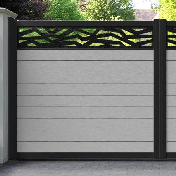 Fusion Zenith Straight Top Driveway Gate - Light Grey - Top Screen