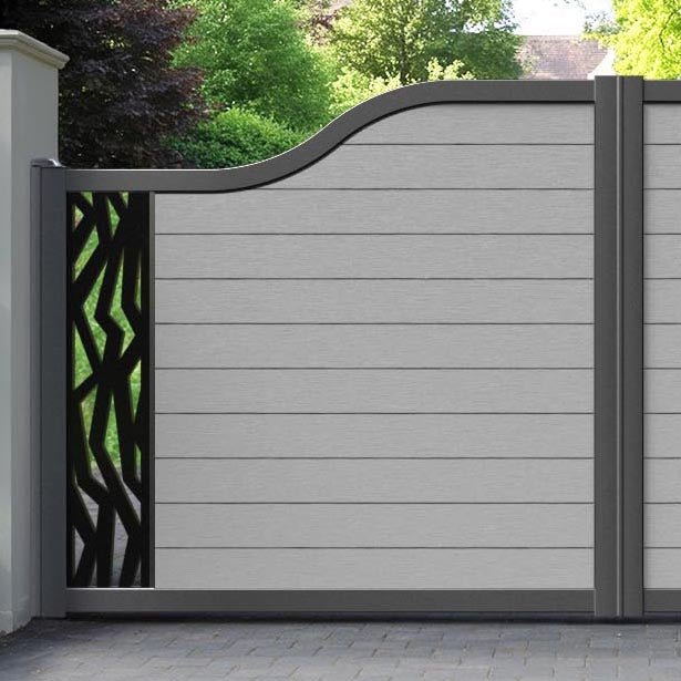 Fusion Zenith Curved Top Driveway Gate - Light Grey - End Screen