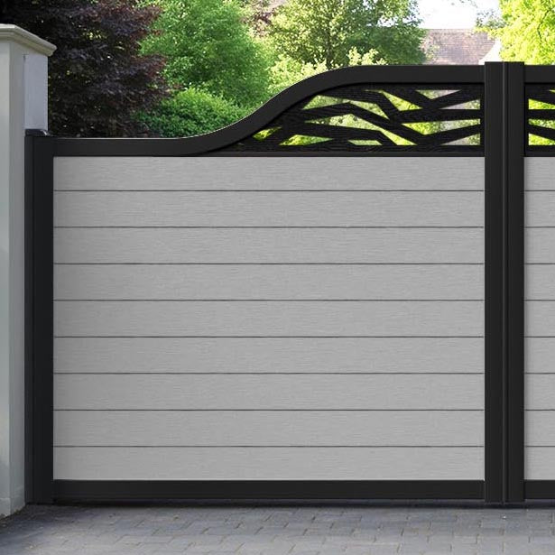 Fusion Zenith Curved Top Driveway Gate - Light Grey - Top Screen