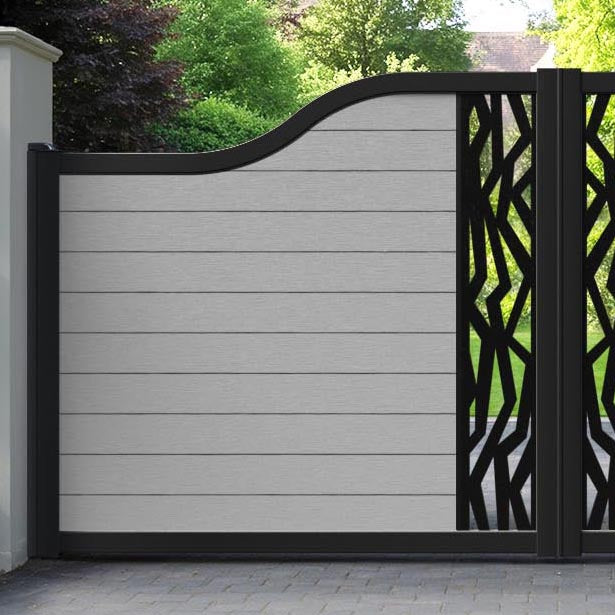 Fusion Zenith Curved Top Driveway Gate - Light Grey - Middle Screen