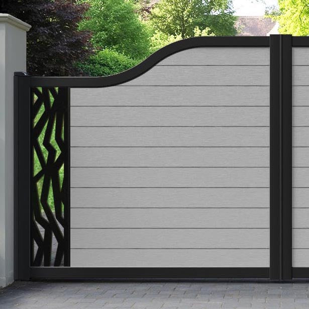 Fusion Zenith Curved Top Driveway Gate - Light Grey - End Screen