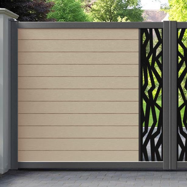 Fusion Zenith Straight Top Driveway Gate - Light Oak - Middle Screen