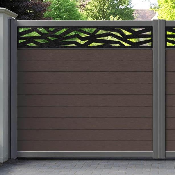 Fusion Zenith Straight Top Driveway Gate - Mid Brown - Top Screen