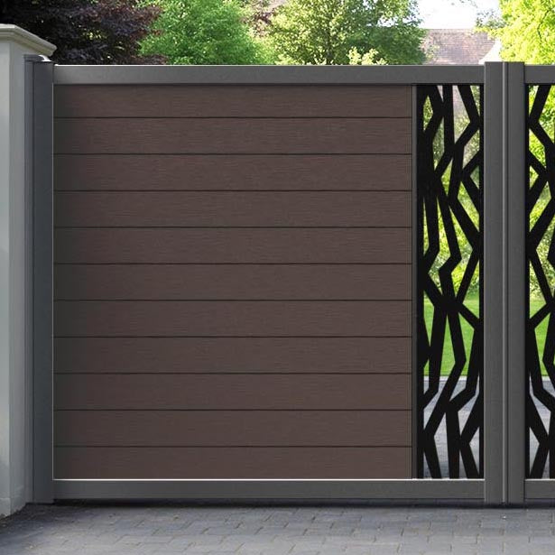 Fusion Zenith Straight Top Driveway Gate - Mid Brown - Middle Screen