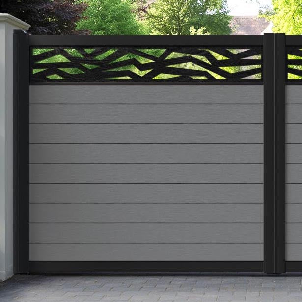 Fusion Zenith Straight Top Driveway Gate - Mid Grey - Top Screen
