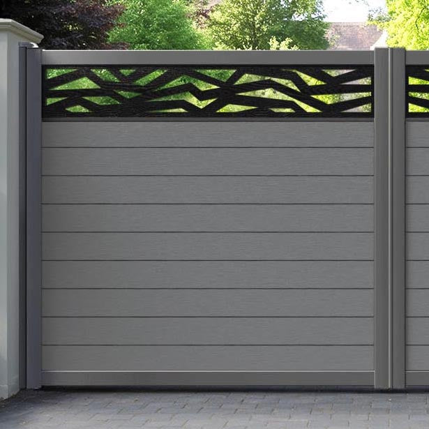 Fusion Zenith Straight Top Driveway Gate - Mid Grey - Top Screen