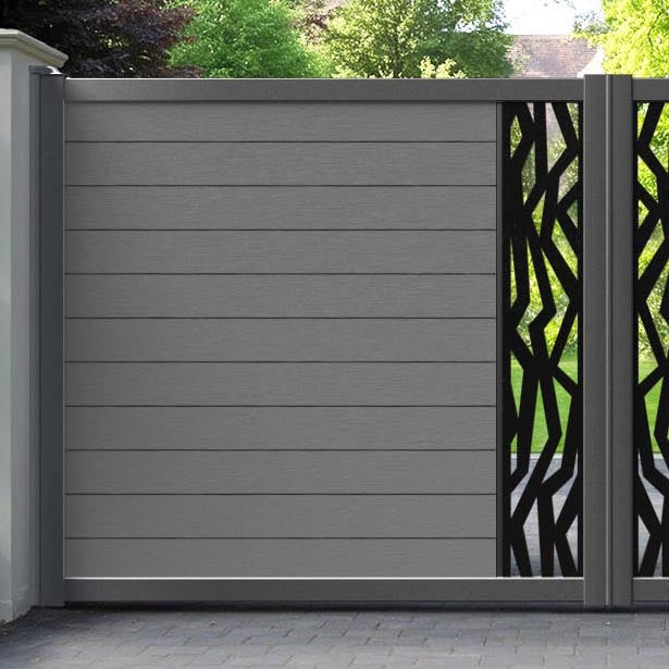Fusion Zenith Straight Top Driveway Gate - Mid Grey - Middle Screen
