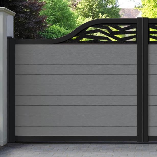 Fusion Zenith Curved Top Driveway Gate - Mid Grey - Top Screen