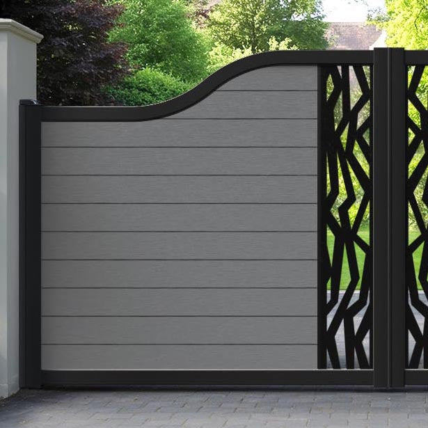 Fusion Zenith Curved Top Driveway Gate - Mid Grey - Middle Screen