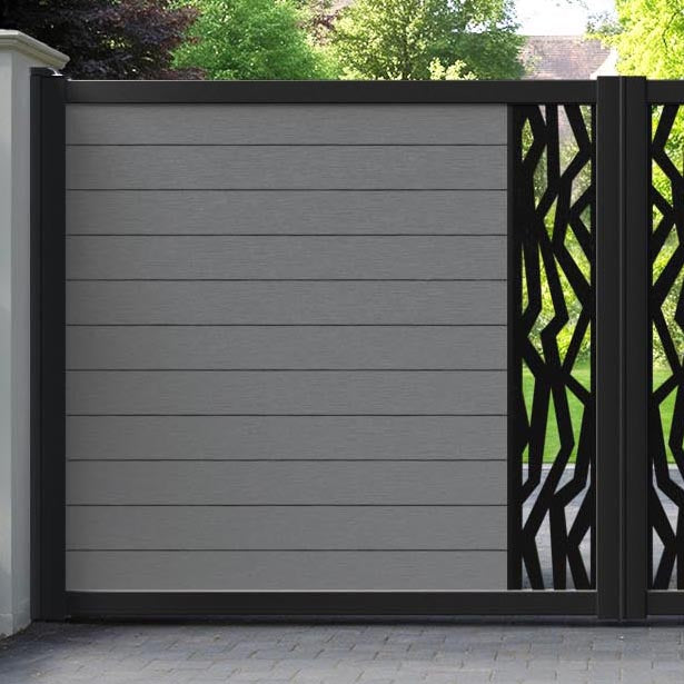 Fusion Zenith Straight Top Driveway Gate - Mid Grey - Middle Screen