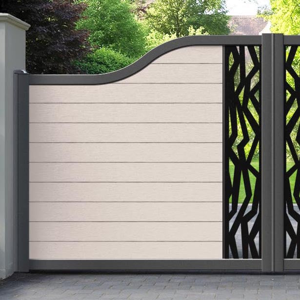 Fusion Zenith Curved Top Driveway Gate - Mid Stone - Middle Screen