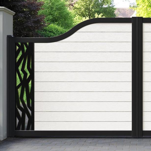 Fusion Zenith Curved Top Driveway Gate - Light Stone - End Screen