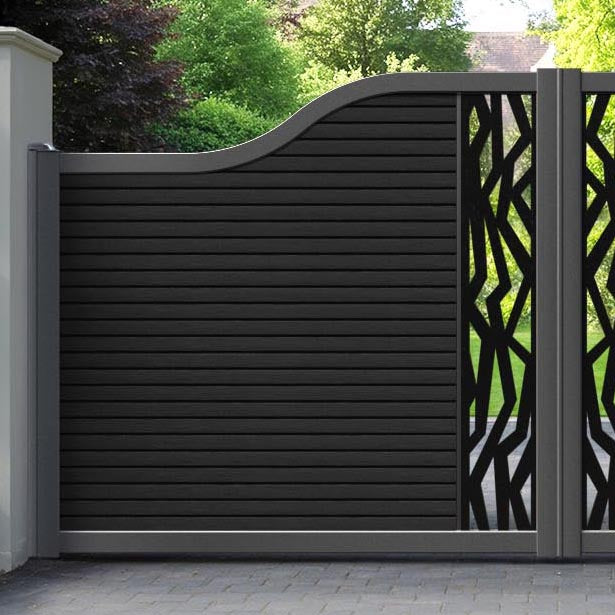 Hudson Zenith Curved Top Driveway Gate - Black - Middle Screen