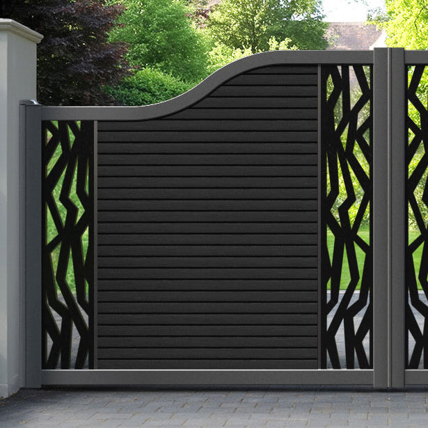 Hudson Zenith Curved Top Driveway Gate - Black - Middle & End Screen