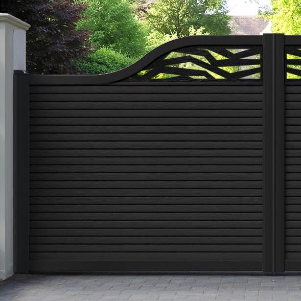 Hudson Zenith Curved Top Driveway Gate - Black - Top Screen