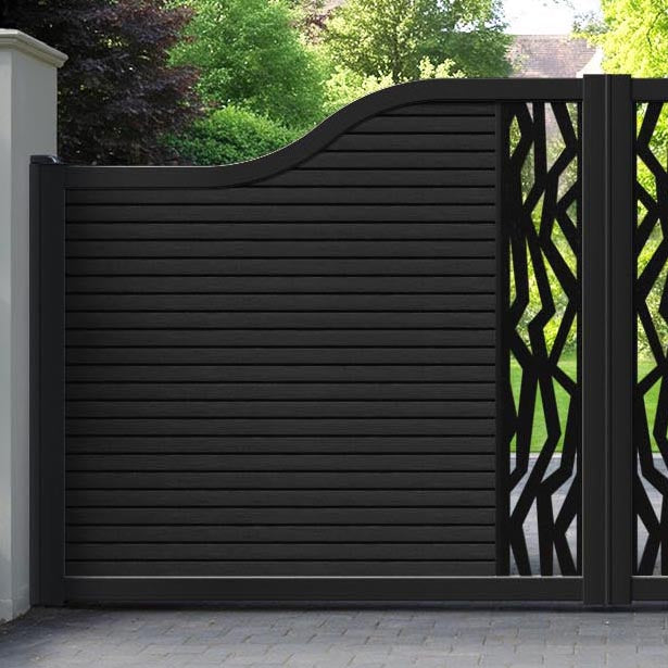 Hudson Zenith Curved Top Driveway Gate - Black - Middle Screen