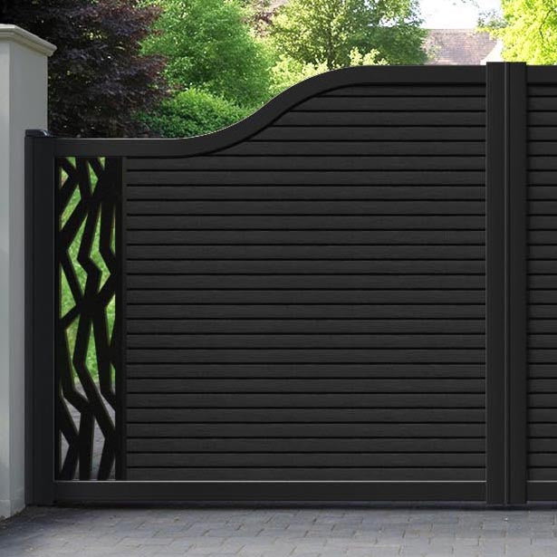 Hudson Zenith Curved Top Driveway Gate - Black - End Screen