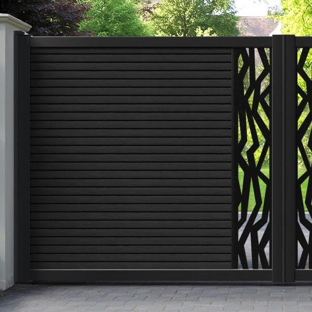 Hudson Zenith Straight Top Driveway Gate - Black - Middle Screen