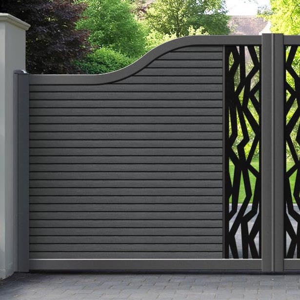 Hudson Zenith Curved Top Driveway Gate - Dark Grey - Middle Screen