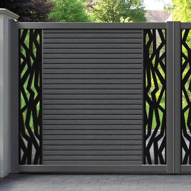 Hudson Zenith Straight Top Driveway Gate - Dark Grey - Middle & End Screen