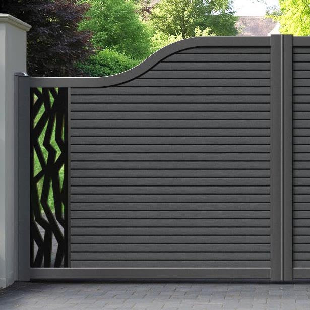 Hudson Zenith Curved Top Driveway Gate - Dark Grey - End Screen