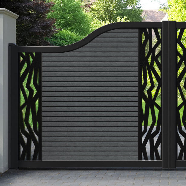 Hudson Zenith Curved Top Driveway Gate - Dark Grey - Middle & End Screen