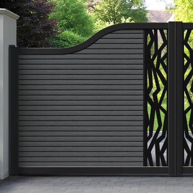 Hudson Zenith Curved Top Driveway Gate - Dark Grey - Middle Screen