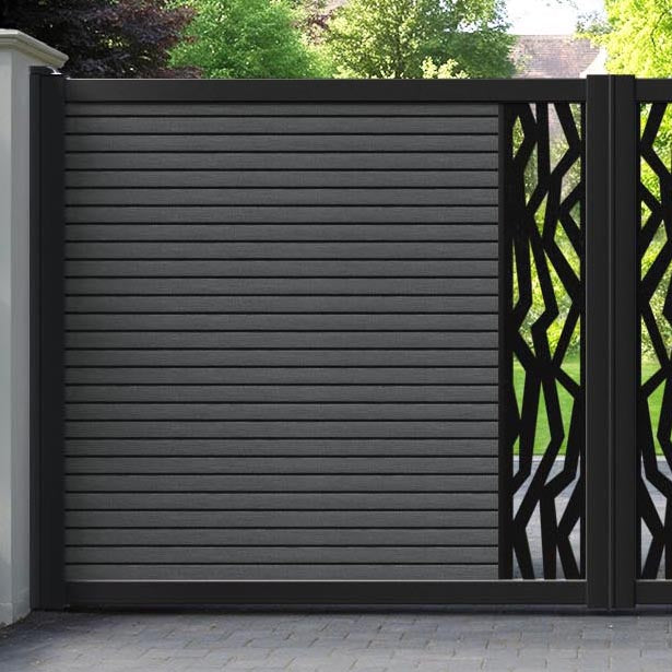 Hudson Zenith Straight Top Driveway Gate - Dark Grey - Middle Screen