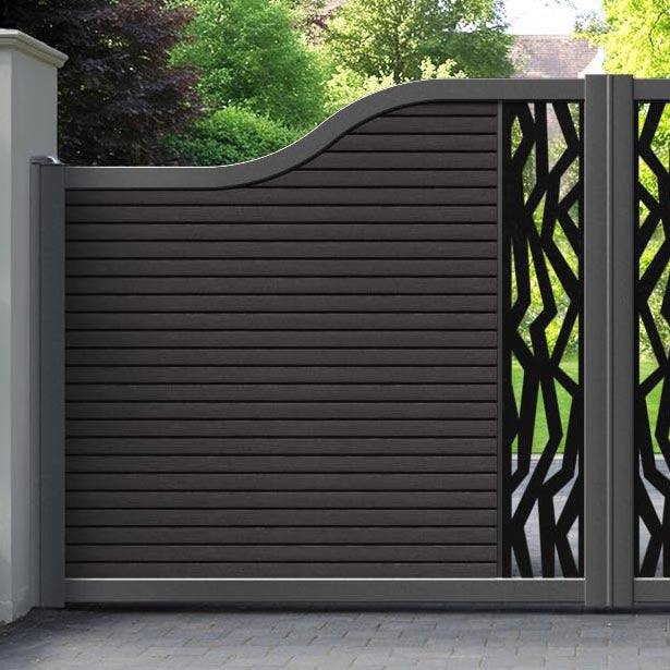 Hudson Zenith Curved Top Driveway Gate - Dark Oak - Middle Screen