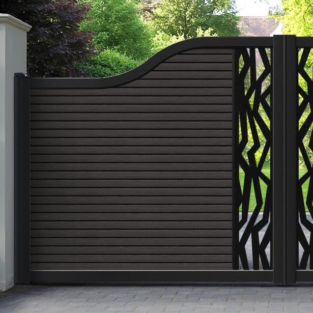 Hudson Zenith Curved Top Driveway Gate - Dark Oak - Middle Screen