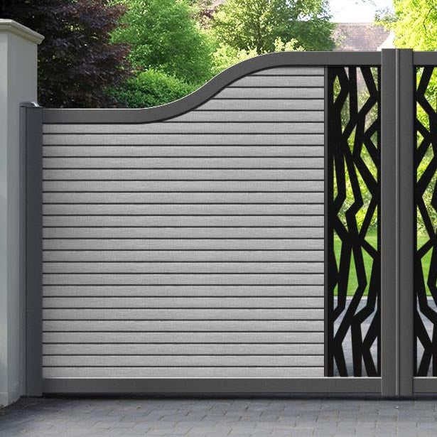 Hudson Zenith Curved Top Driveway Gate - Light Grey - Middle Screen