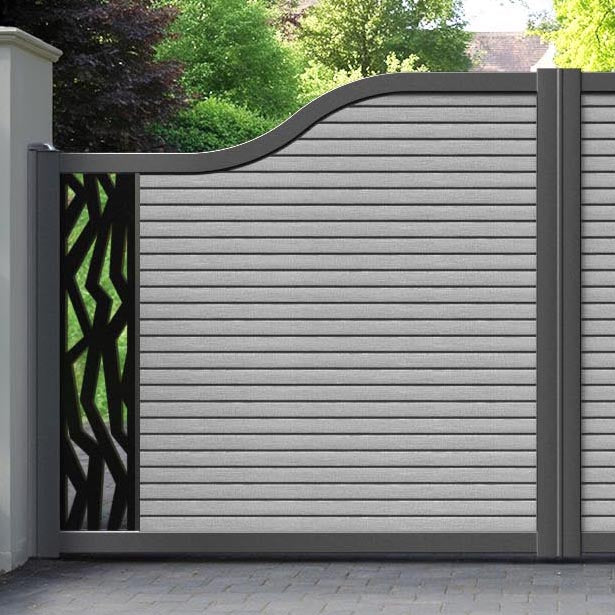 Hudson Zenith Curved Top Driveway Gate - Light Grey - End Screen