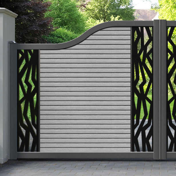 Hudson Zenith Curved Top Driveway Gate - Light Grey - Middle & End Screen