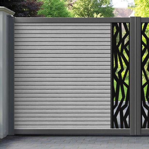 Hudson Zenith Straight Top Driveway Gate - Light Grey - Middle Screen