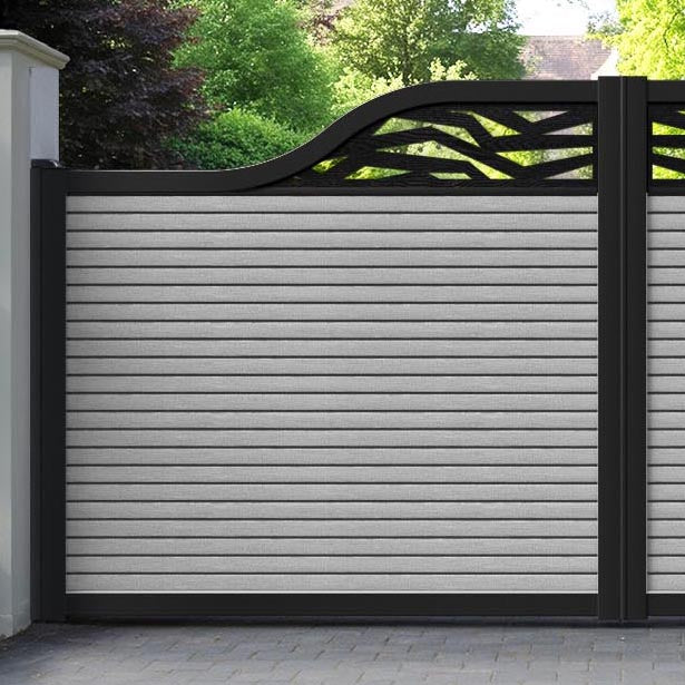 Hudson Zenith Curved Top Driveway Gate - Light Grey - Top Screen