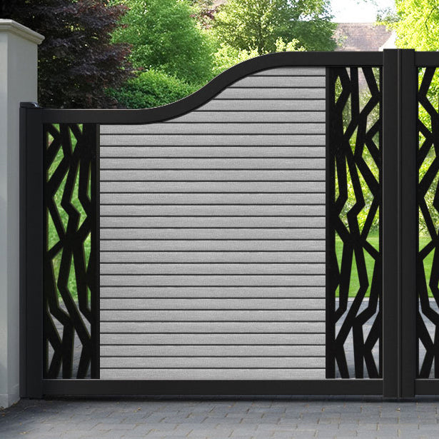 Hudson Zenith Curved Top Driveway Gate - Light Grey - Middle & End Screen