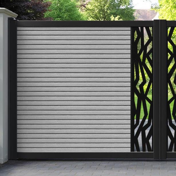 Hudson Zenith Straight Top Driveway Gate - Light Grey - Middle Screen