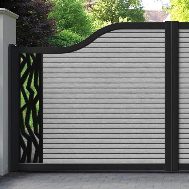 Hudson Zenith Curved Top Driveway Gate - Light Grey - End Screen