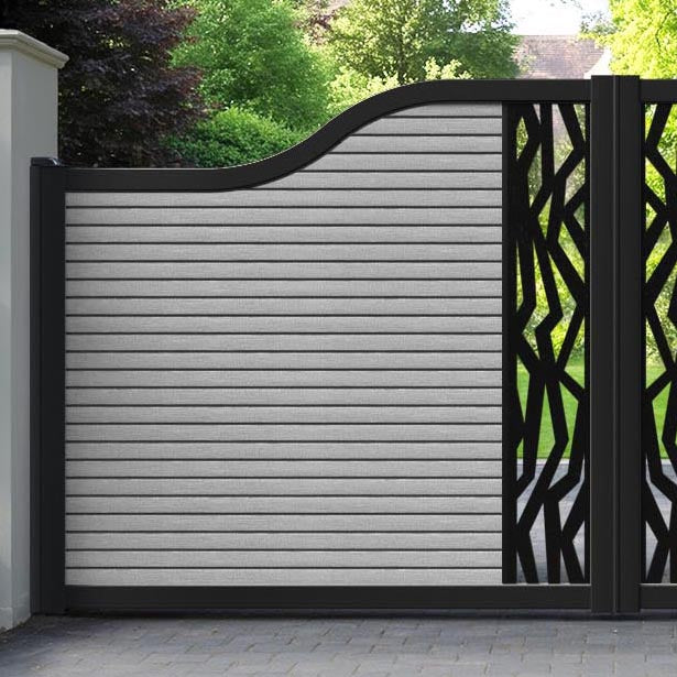 Hudson Zenith Curved Top Driveway Gate - Light Grey - Middle Screen