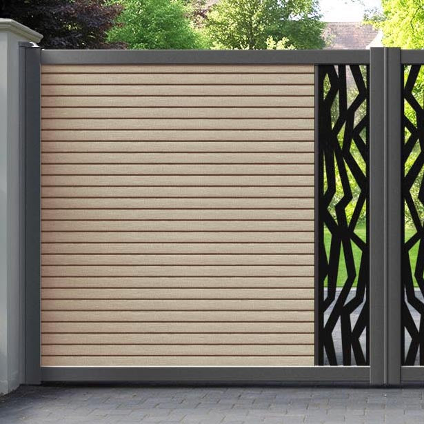 Hudson Zenith Straight Top Driveway Gate - Light Oak - Middle Screen