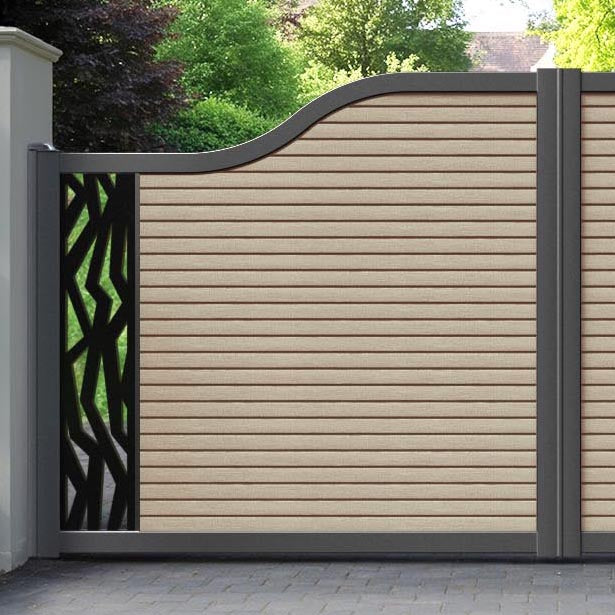 Hudson Zenith Curved Top Driveway Gate - Light Oak- End Screen