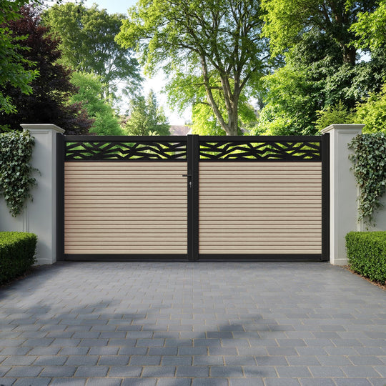 Hudson Zenith Straight Top Driveway Gate - Light Oak- Top Screen