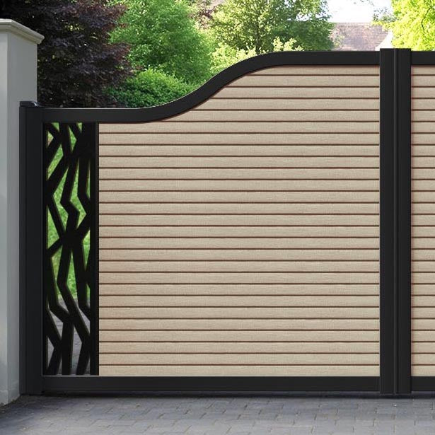 Hudson Zenith Curved Top Driveway Gate - Light Oak- End Screen