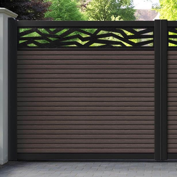 Hudson Zenith Straight Top Driveway Gate - Mid Brown - Top Screen